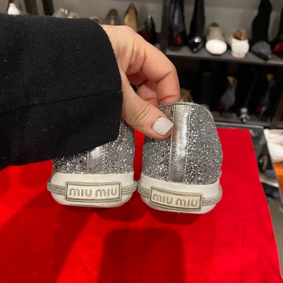 Miu Miu Cap Toe snickers, glitter, size 36/US6 - Picture 4 of 8